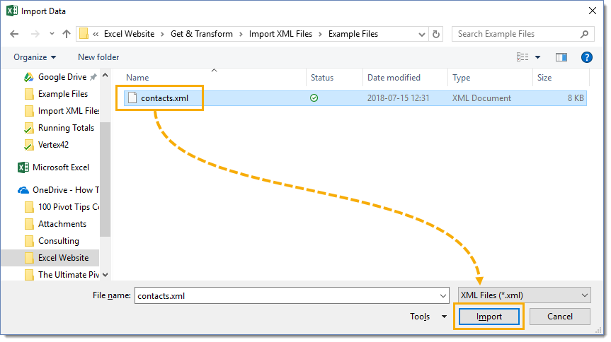Select-XML-File-to-Import Import XML Files into Excel