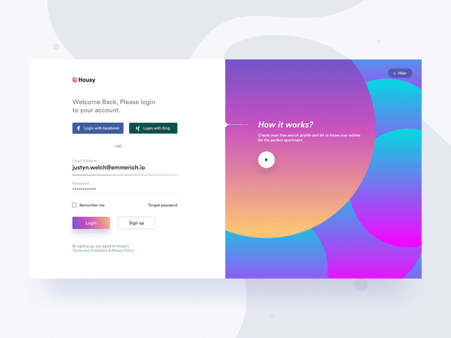 Housy-Login Page Example