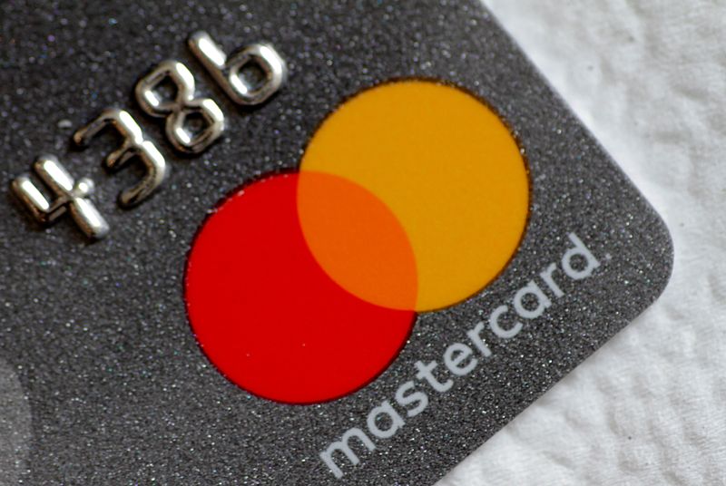© Reuters. Illustration photo of a Mastercard logo on a credit card