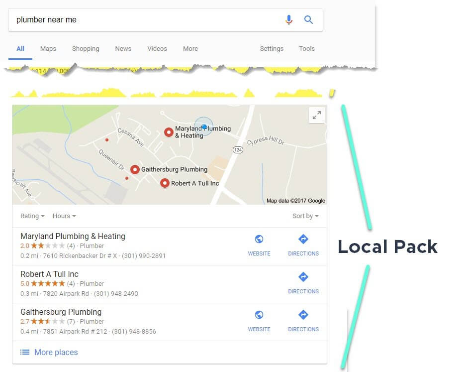how to get in Google local pack in search engine results page