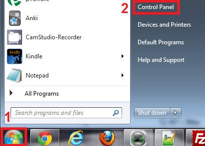 Hardware and Sound option in the control panel