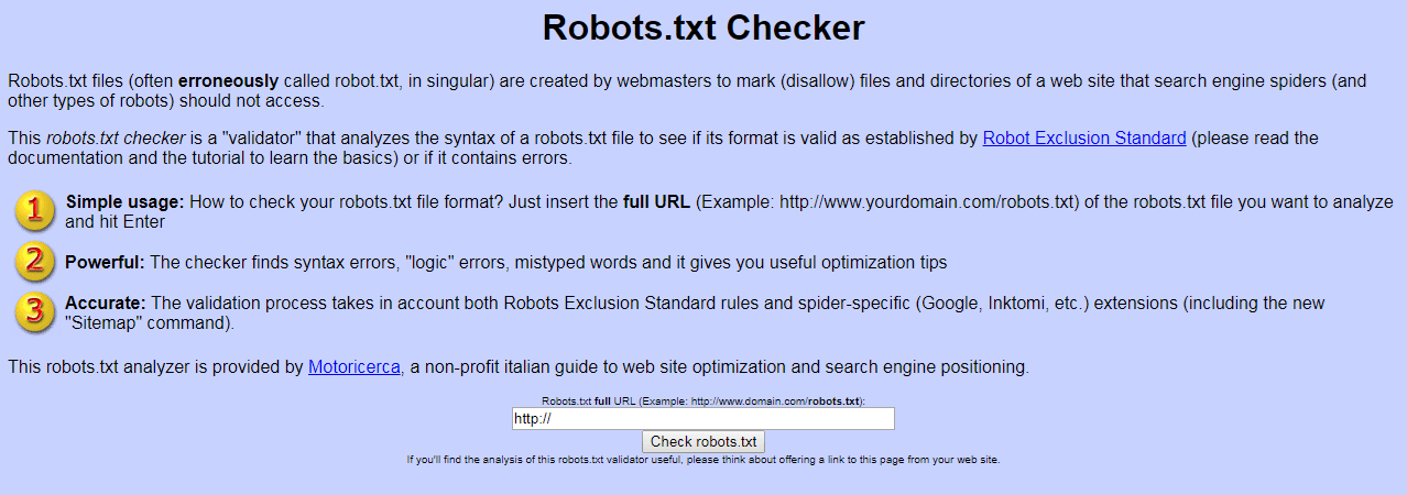 Проверка файла robots.txt на наличие ошибок. Онлайн-сервис Motoricerca.